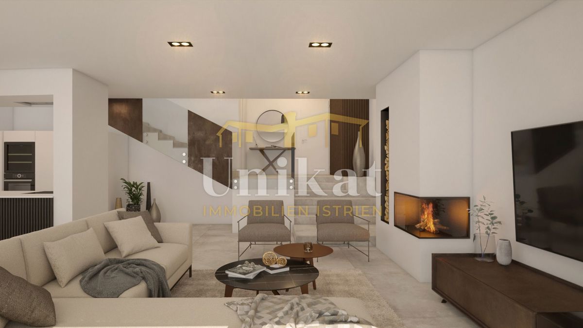 Novogradnja - dvojna hiša s bazenom 7 km od morja